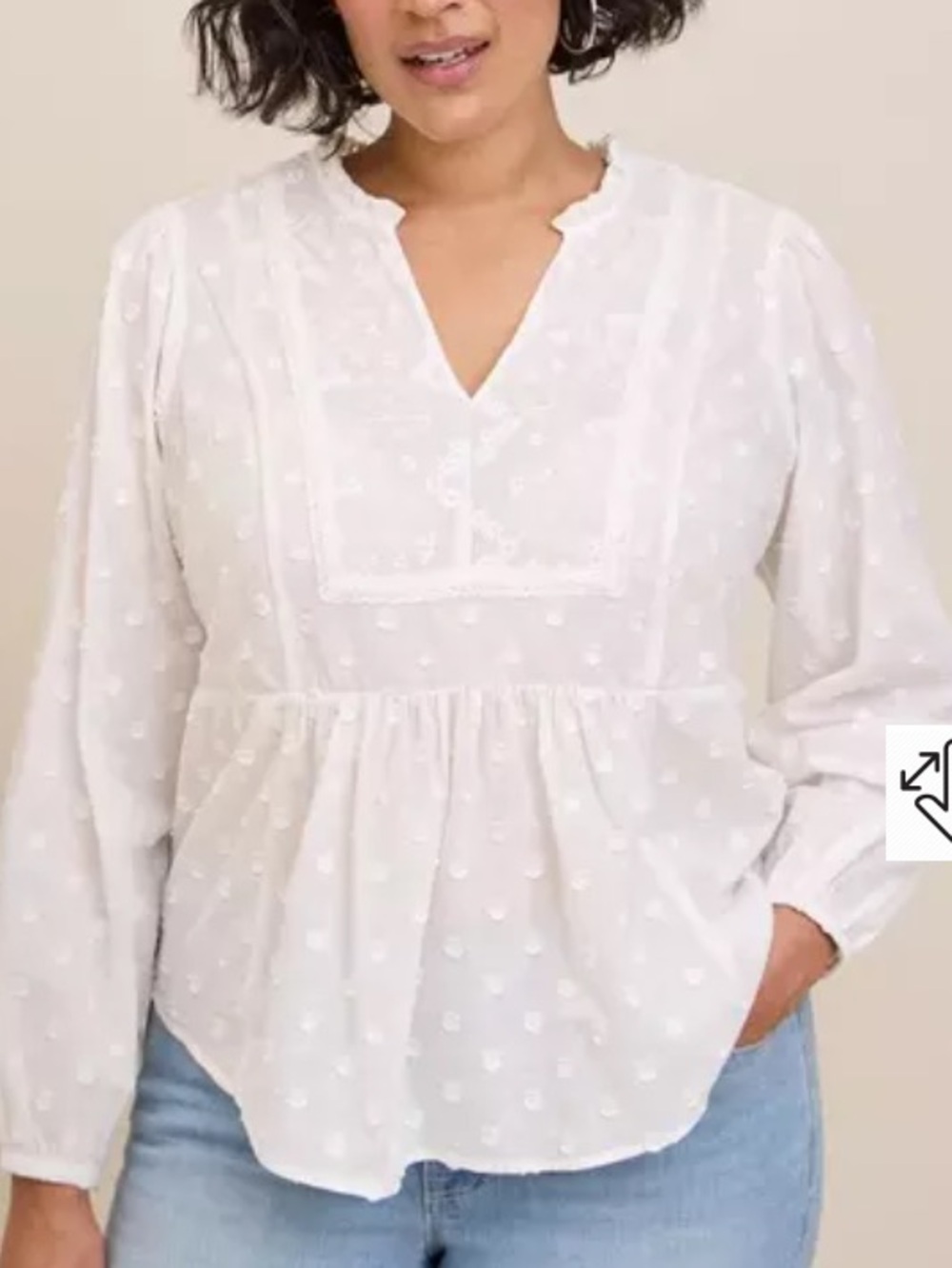 White Swiss Dot Peasant Blouse cotton read description